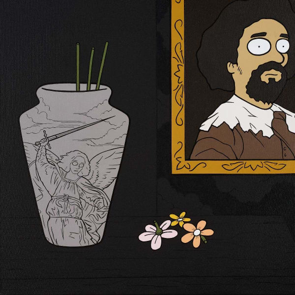 Brad Donovan The Black Painting with Sunflowers and Vase Resistance, 2022